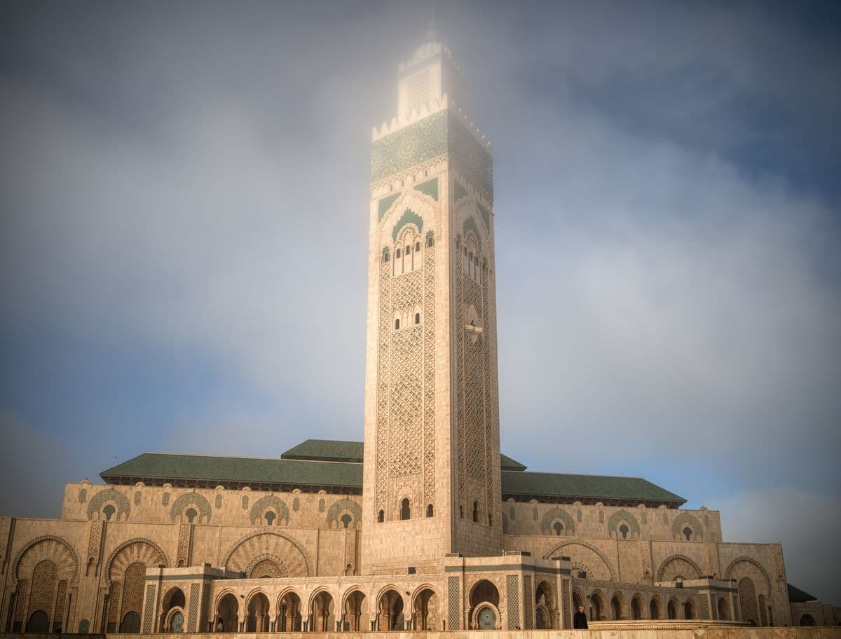 Mosquée Hassan II de Casablanca au coucher du soleil