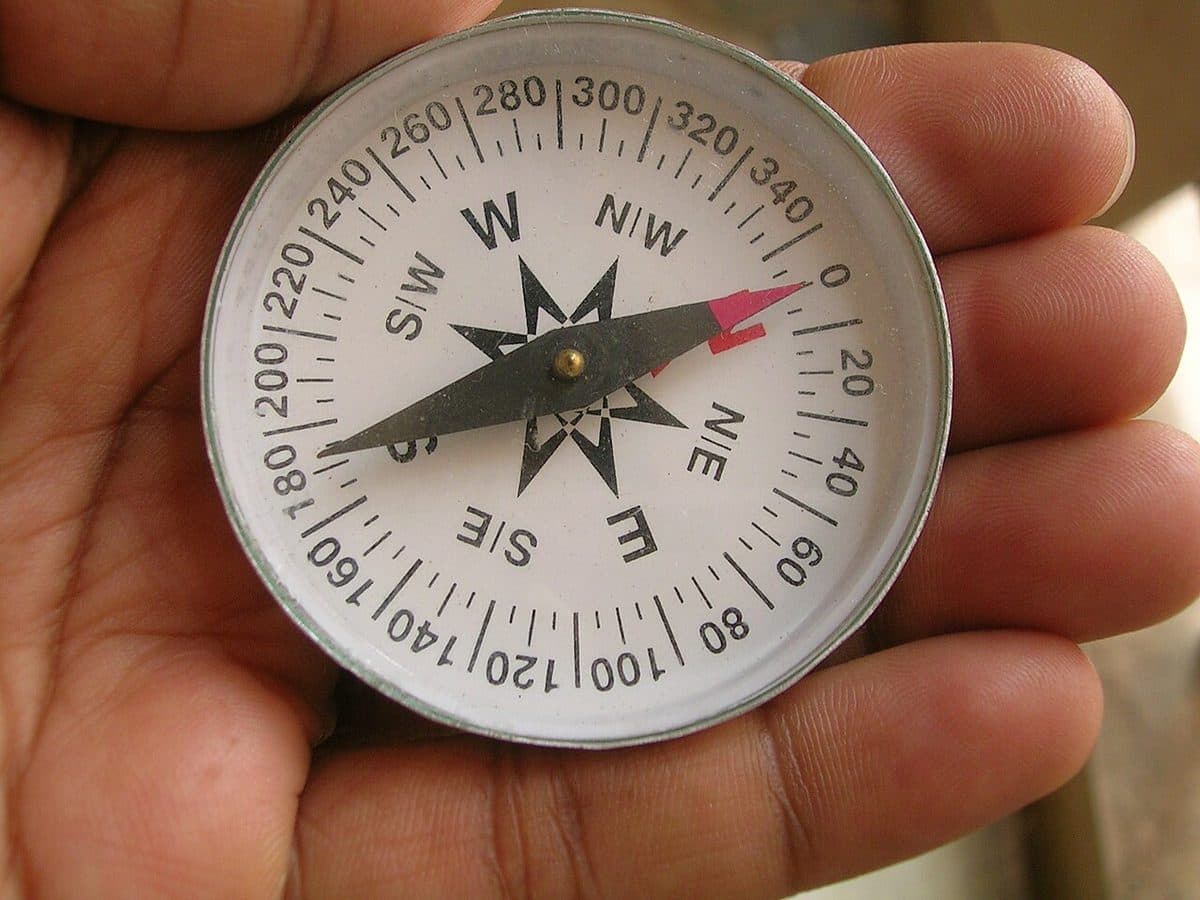 Navigation compass for finding Qibla from Europe