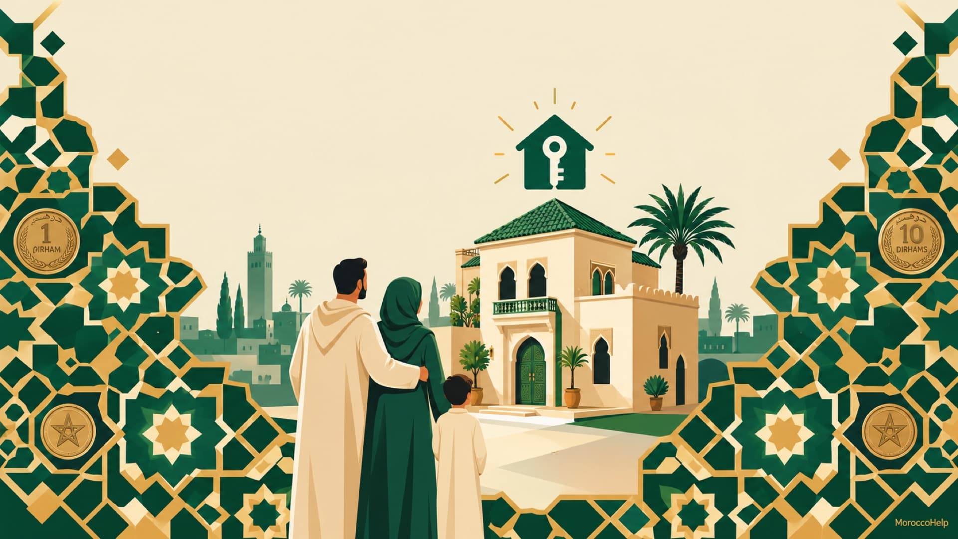 Une famille marocaine devant son logement - financement Mourabaha