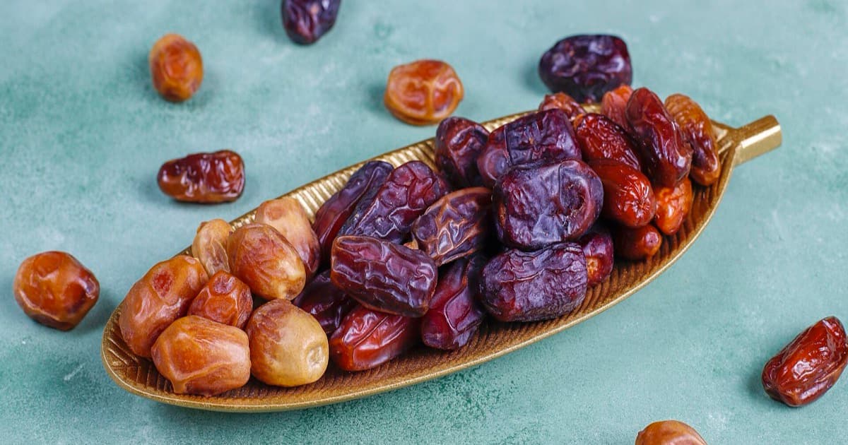 Assorted dried dates (kurma), the staple food in which Zakat al-Fitr is paid